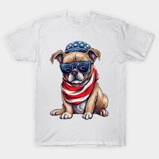 Patriotic Dog, 4th of July Design T-Shirt